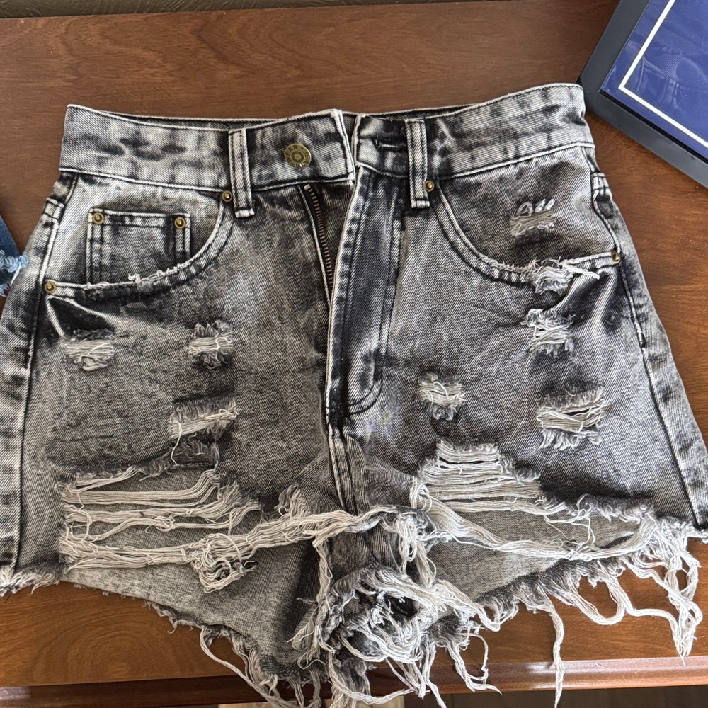 SHEIN Black Distressed Jean Shorts